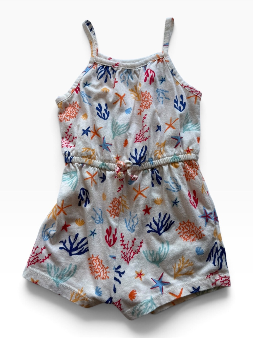 Old Navy White Romper with Multicolor Sea Life Print